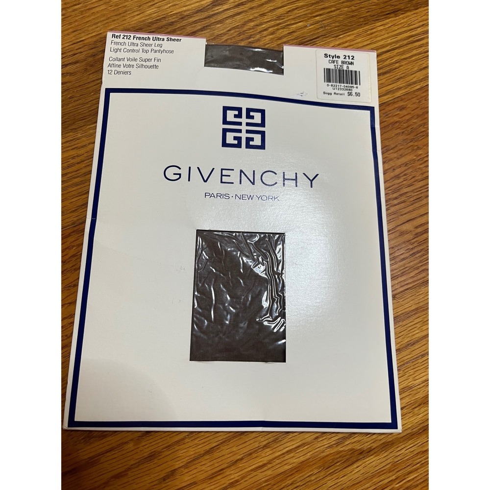 Givenchy French Ultra Sheer Pantyhose Cafe Brown Style 212 Size A Vintage 1990